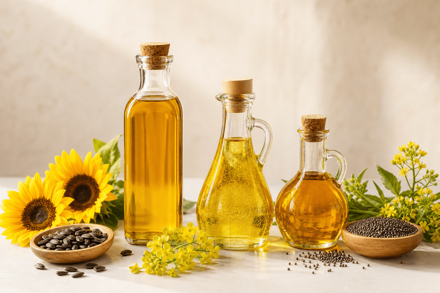 Sunflower oil bottles